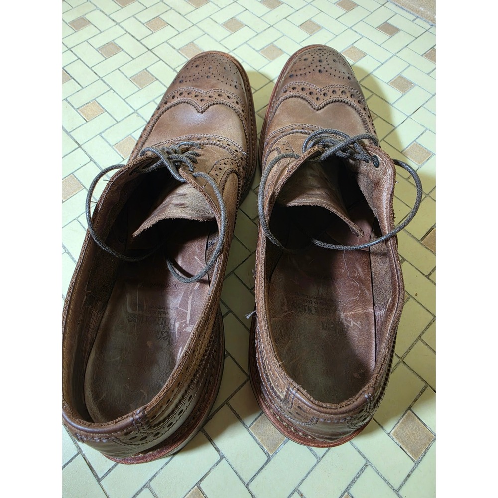 Allen Edmonds Neumok Oxford Mens 9.5 D Brown Good Wingtip Brogue Leather USA - Picture 4 of 8